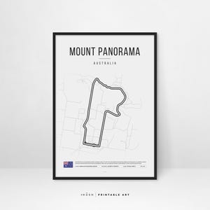 Mount Panorama Racing Circuit Digital Print White|Bathurst Race Track Poster| Digital Download