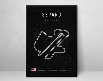 Sepang Circuit F1-affisch: Minimalistisk bankonst (digital nedladdning)