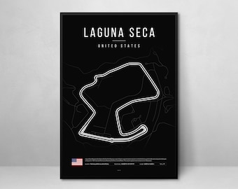 Poster del circuito di Laguna Seca: arte minimalista della MotoGP (download digitale)
