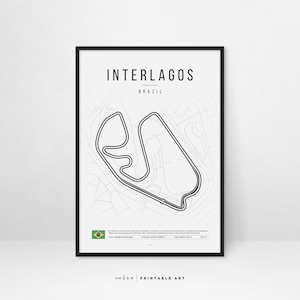 Interlagos F1 Race Track Poster: Minimalist Wall Art (Digital Download)