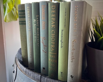 SAGE GREEN Decorative Books, Used Hardcover Book Bundle, Real Books for staging, bookshelf styling, bookcase filler, coffee table books