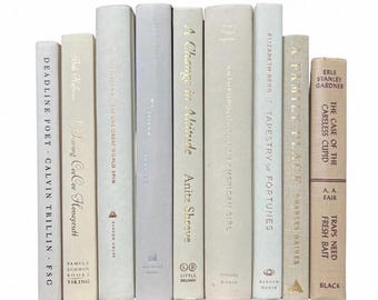 Neutral Decorative Book Stack: Shelf Styling, Hardcover Staging Books