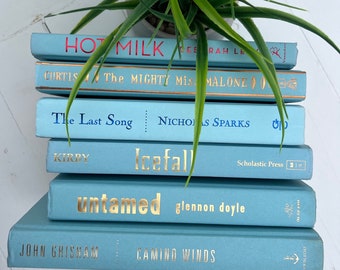 Baby Blue Decorative Books, Book Bundle of Cool Blues, Light Blue Books, Coastal Decor Books, Beach House Books, Nautical Books, Blue Decor