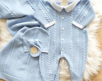 Newborn Boy Going home outfit Baby boy knitted coming home outfit Spanish knitted newborn set newborn outfit baby knitted outfit Yellow