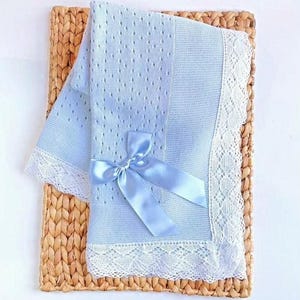Neugeborenen Luxus handgemachte Strickdecke Nach Hause kommen nehmen mich nach Hause Outfit Baby Jungen Baby Mädchen neutral Strickdecke Neugeborenen Strick Outfit blau