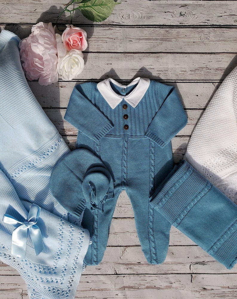 Spanish Knitted Newborn Romper Primera Puesta Baby Boy Knit Etsy