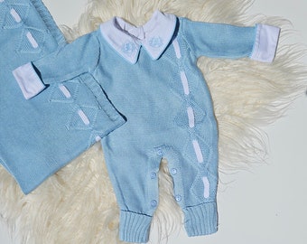 Newborn knit set coming home baby knit outfit knitted newborn outfit canastilla de bebe ropa de bebe newborn outfit salida del hospital