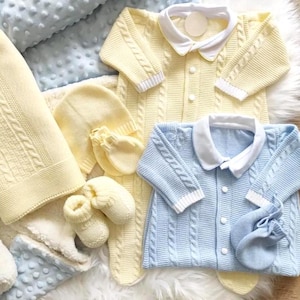 Newborn Boy Going home outfit Baby boy knitted coming home outfit Spanish knitted newborn set newborn outfit baby knitted outfit Yellow