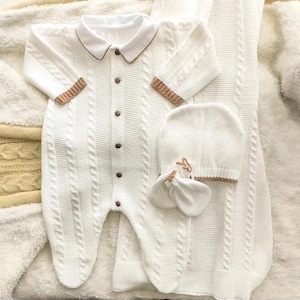 Going home outfit Baby boy knitted coming home outfit Spanish knitted newborn set newborn outfit salida del hospital baby knitted outfit