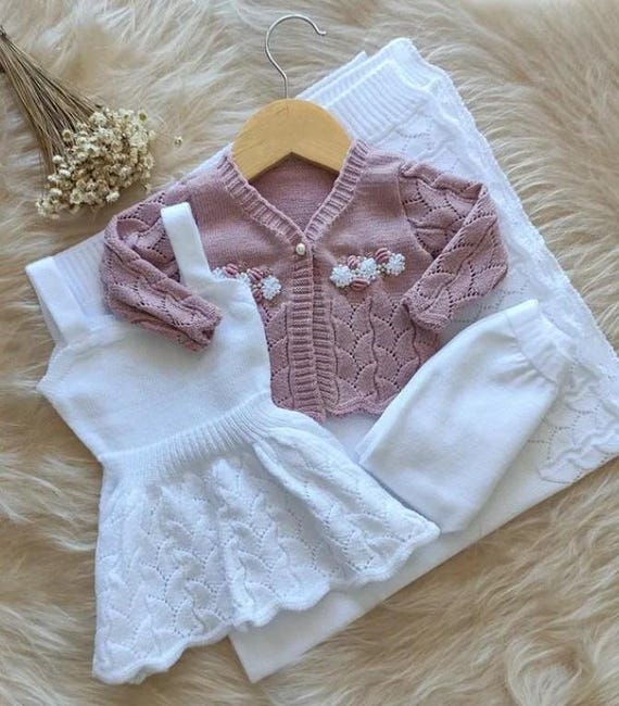 Newborn Girl Coming Home Outfit, Baby Knitted Outfit, Baby Girl