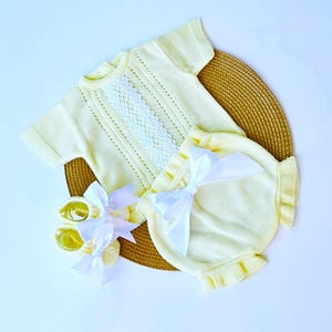 Baby girl going home outfit Spanish Summer baby knitted set newborn set knit newborn outfit baby hospital outfit newborn Going home outfit