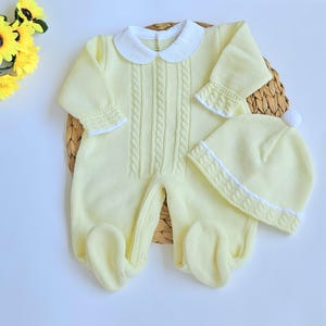 Kabel gebreide pasgeboren gebreide set peto primera puesta babyjongen meisje gebreide kleding pasgeboren outfit eerste outfit baby gebreide footie baby peto