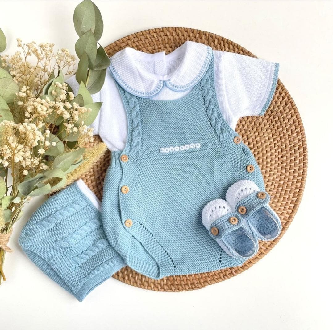 Spanish Summer knitted newborn set peto primera puesta ranita baby knit summer newborn outfit first outfit baby knitted newborn Infant knit