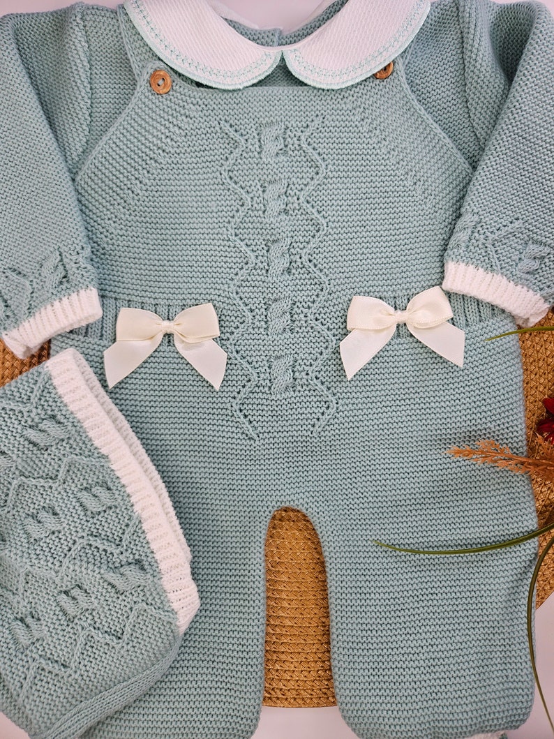 Spanish Knitted Newborn Romper Primera Puesta Baby Boy Knit Clothing