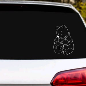 Winnie The Pooh Eating Hunny Disney Disneyland Vinyl Decal, Car Window, Laptop, Tumbler, Mirror, Bumper, Sticker