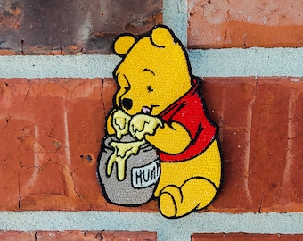 Winnie-the-Pooh Eating Hunny 2.50" x 3.67" Disneyland Disney Parks Resorts Iron On Embroidered Patch Applique