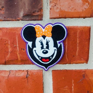 Minnie Mouse Vampire 3.41&quot; x 3.47&quot; Halloween Disneyland Disney Parks Resorts Iron On Embroidered Patch Applique