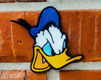Donald Duck Angry Yelling 3.87" x 3.46" Disneyland Disney Parks Resorts Iron On Embroidered Patch Applique