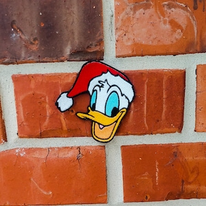 Donald Duck Santa Hat 3.32&quot; x 3.50&quot; Christmas Disneyland Disney Parks Resorts Iron On Embroidered Patch Applique