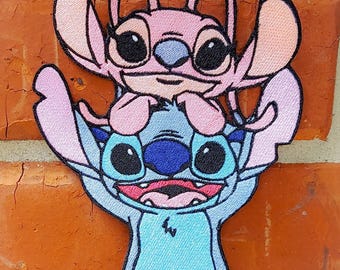 GROTE 7 inch Stitch and Angel Disneyland Lilo and Stitch Disney Parks Resorts opstrijkbare geborduurde patch stoffen