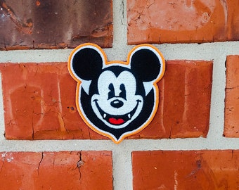 Mickey Mouse Vampire 3.41&quot; x 3.47&quot; Halloween Disneyland Disney Parks Resorts Iron On Embroidered Patch Applique