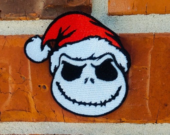 Gorro de Papá Noel de Jack Skellington que brilla en la oscuridad, 3,16" x 3", aplique de parche bordado para planchar de Disneyland Disney Parks Resorts
