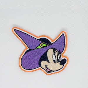 Minnie Mouse Witch 3.61&quot; x 3.44&quot; Halloween Disneyland Disney Parks Resorts Iron On Embroidered Patch Applique