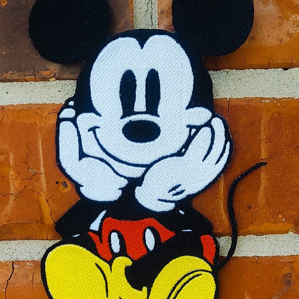 BIG 7 Inch Mickey Mouse Classic Disneyland Disney Parks Resorts Iron On Embroidered Patch Applique