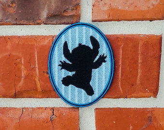 Stitch Klettern Silhouette 3.05 "x 3.75" Lilo und Stitch Disneyland Disney Parks Urlaubsorte Eisen Auf Gestickte Aufnäher Applikation