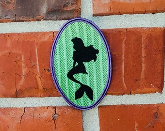 Ariel Little Mermaid Silhouette 2.70" x 3.91" Disneyland Disney Parks Resorts Iron On Embroidered Patch Applique