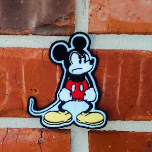 Mickey Mouse Annoyed 3.14&quot; x 3.65&quot; Disneyland Disney Parks Resorts Iron On Embroidered Patch Applique