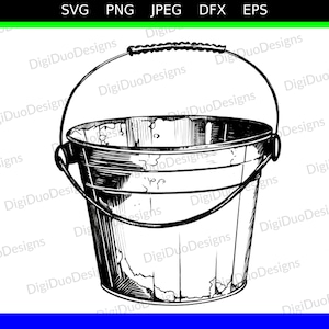 Bucket SVG, bucket digital design, digital art, Al generated, cricut design, downloadable, no color, vector, svg, png, jpeg, eps, dxf
