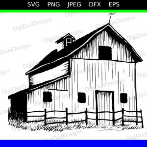 Classic barn house, farmhouse, digital art, Al generated, cricut design, downloadable, no color, vector, svg, png, jpeg, eps, dxf