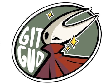 Hollow Knight Hornet Git Gud Die Cut Sticker, Video Gaming Art Sticker