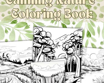 Printable Adult Coloring Books Forest Art Nature Scenes Downloadable Coloring Sheets for Relaxation