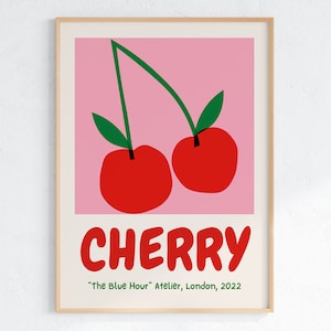Cherry Print, Fruit Market Poster, Cherry Wall Art, Retro Cherry Print, Cherry Art Print, Fruit Art Print, INSTANT DOWNLOAD