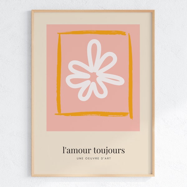 L'amour Toujours Print, Florale Wandkunst, Blumen Kunstdruck, Retro Blumen Poster, INSTANT DOWNLOAD