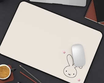 Bunny Desk Mat – Adorable Pink Stars, Home Office Decor
