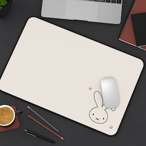 Little Bunny with Pink Stars- Adorable Mousepad, Gaming Mat, Multipurpose Desk Mat, Home Office Decor, Co-worker Gift