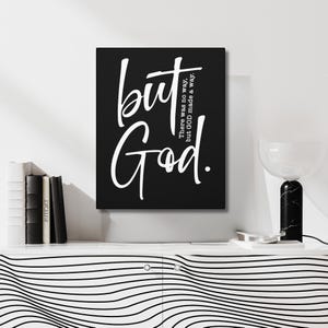 But God Black Matte Canvas | Inspirational Wall Art | 5 Sizes | Stretched 1.25&quot; | Christian Faith Decor | Ready to Hang| Christian Gift