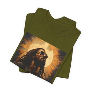 Black Jesus Graphic Tee: Christian Unisex T-Shirt Olive