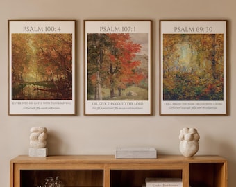 Set of 3 Fall Bible Verse Prints Vintage Autumn Christian Wall Art (Digital Download)
