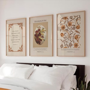 Christliche Herbst-Wand-Kunst 3er-Set Botanische Herbstdrucke Thanksgiving-Wanddekoration, christliche Herbstplakate, saisonale Kunst digitaler Download