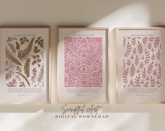 Set di 3 stampe di versetti biblici del Salmo 23 rosa da parete cristiano stampabili, arte botanica vintage, decorazioni moderne per fattoria, download digitale