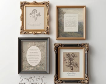 クリスチャン・ヴィンテージ・ギャラリー・ウォールアート　コテージコア・ホームデコレーション　4枚セット（デジタルダウンロード）