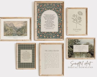 Christian Gallery Wall Vintage Scripture Prints SET OF 6 Modern Farmhouse Decor (Digital Download)