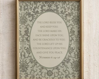The Benediction Prayer - Christian Wall Art Lord Bless You and Keep You, Numbers 6:24-26 Bible Verse Print (Digital Download)