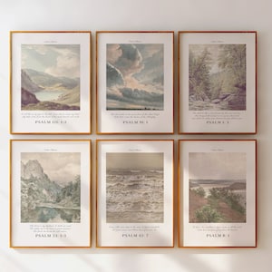 Christian Gallery Psalms Scripture Prints, Vintage Bible Verse Wall Art, Farmhouse Decor, Set of 6 (Digital Download)