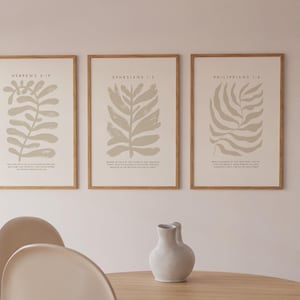 Modern Christian Wall Art Beige Set of 3, Neutral Botanical Prints, Scripture Aesthetic Christian Home Decor Digital Download