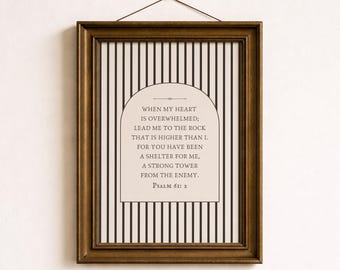 Psalm 61:2, Modern Scripture Wall Art, Minimal Neutral Bible Verse Print, (Digital Download)